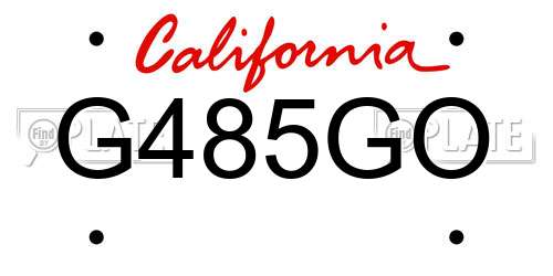 G485GO California License Plate