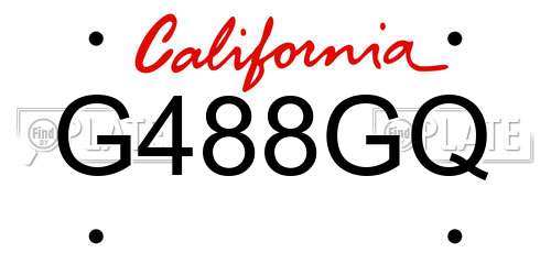 G488GQ California License Plate