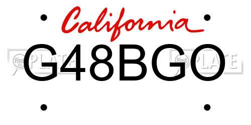 G48BGO California License Plate