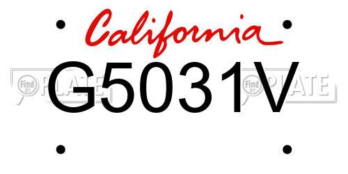 G5031V California License Plate