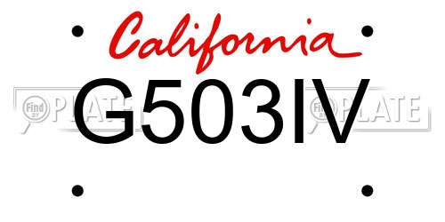 G503IV California License Plate