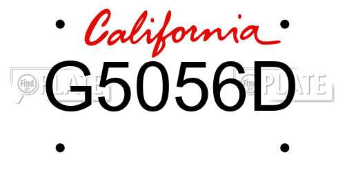 G5056D California License Plate
