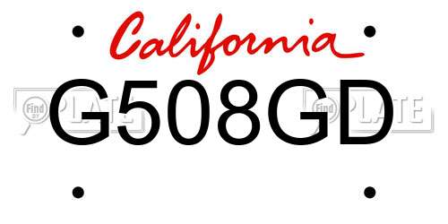 G508GD California License Plate