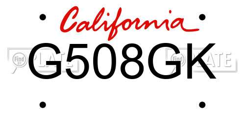 G508GK California License Plate