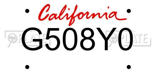 G508Y0 California License Plate