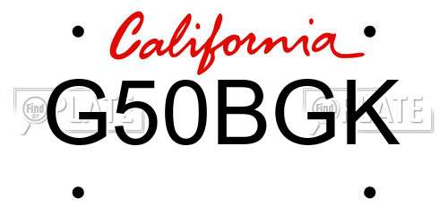 G50BGK California License Plate