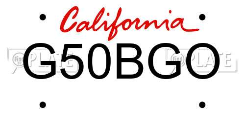 G50BGO California License Plate