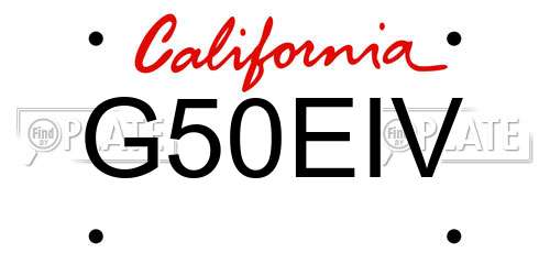 G50EIV California License Plate