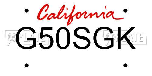 G50SGK California License Plate