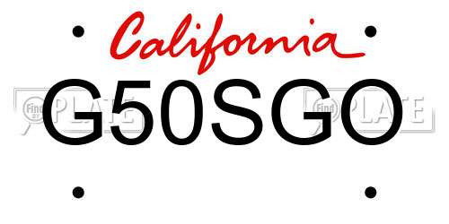 G50SGO California License Plate