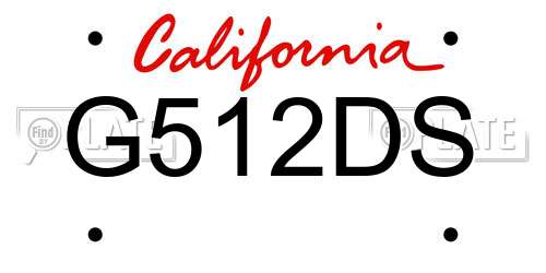 G512DS California License Plate