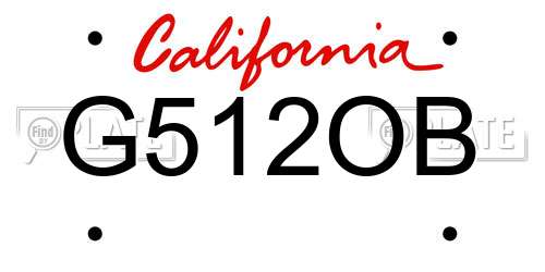 G512OB California License Plate