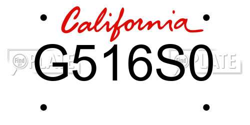 G516S0 California License Plate