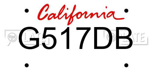 G517DB California License Plate