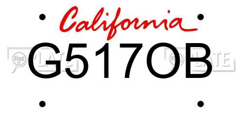G517OB California License Plate