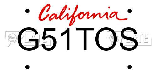 G51TOS California License Plate