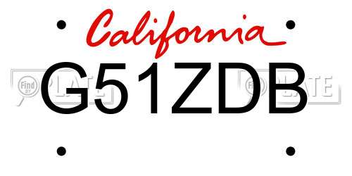 G51ZDB California License Plate