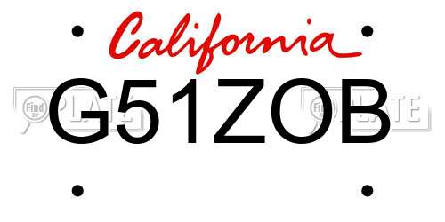 G51ZOB California License Plate