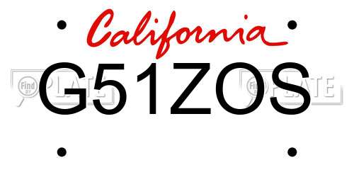 G51ZOS California License Plate