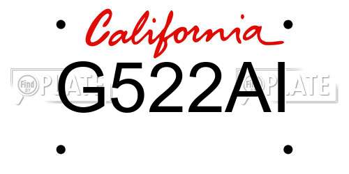 G522AI California License Plate