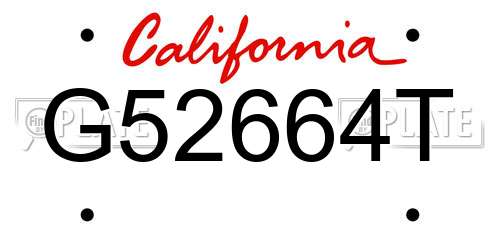 G52664T California License Plate