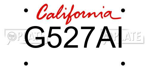 G527AI California License Plate