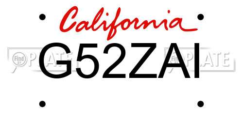 G52ZAI California License Plate