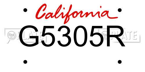 G5305R California License Plate