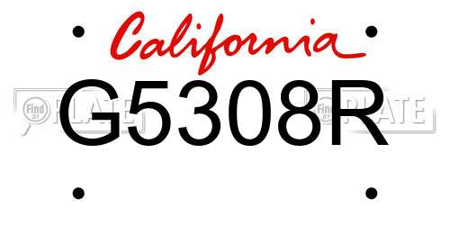 G5308R California License Plate