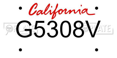 G5308V California License Plate