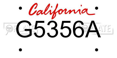 G5356A California License Plate
