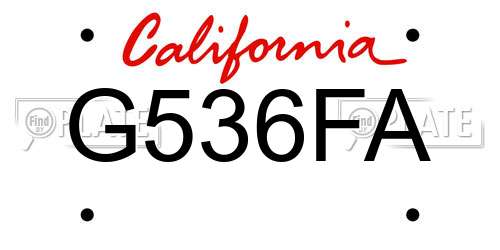 G536FA California License Plate