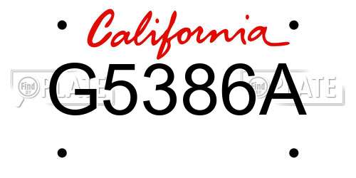 G5386A California License Plate