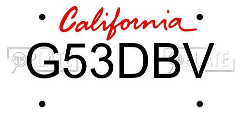 G53DBV California License Plate