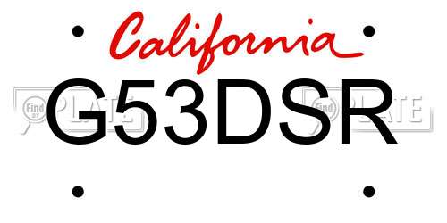 G53DSR California License Plate