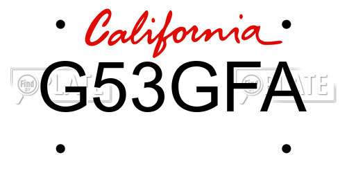 G53GFA California License Plate