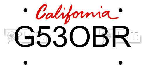 G53OBR California License Plate