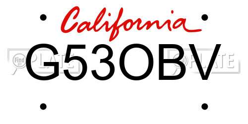 G53OBV California License Plate