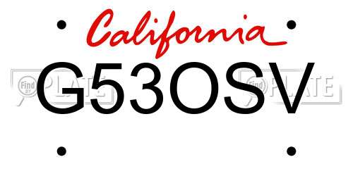 G53OSV California License Plate