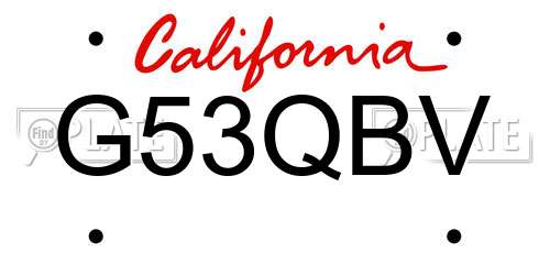 G53QBV California License Plate