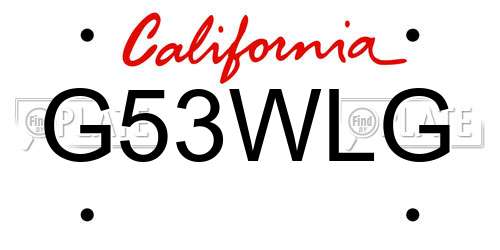 G53WLG California License Plate
