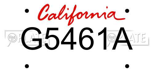 G5461A California License Plate