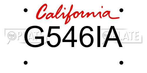 G546IA California License Plate