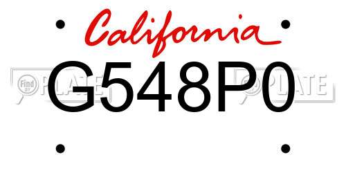 G548P0 California License Plate