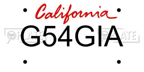 G54GIA California License Plate