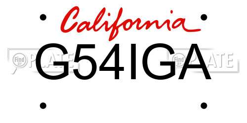 G54IGA California License Plate