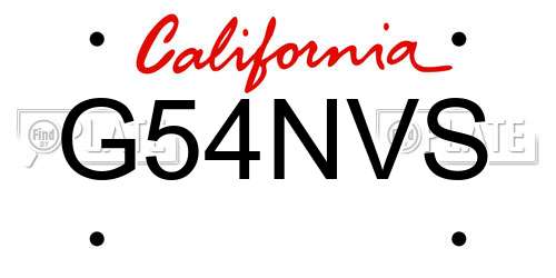 G54NVS California License Plate
