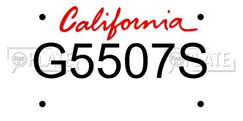 G5507S California License Plate
