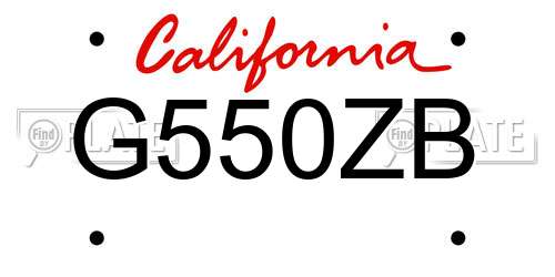 G550ZB California License Plate