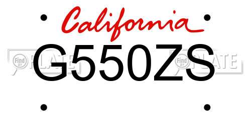 G550ZS California License Plate
